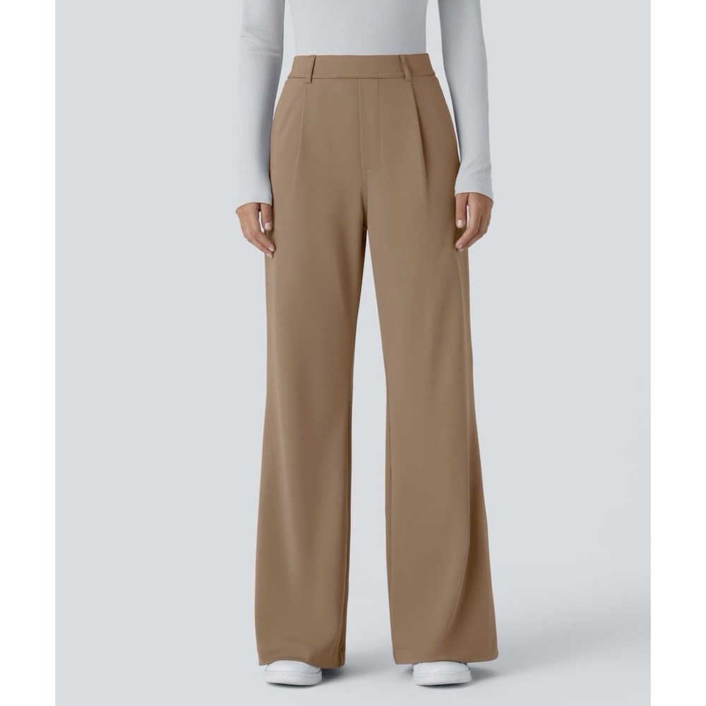 Halara Flex™ High Waisted Pocket Work Flare Pants Color Burro Size Medium EUC